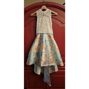 Speechless Big Girls Size 16 Sleeveless Fit + Flare Dress Ivory Mint Hi Low EUC